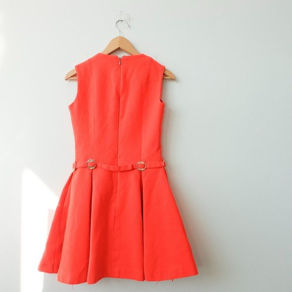 VINTAGE Red Dress Small Red Flared Wool Buckle Parisian ALAIN ARNAUD VHTF RARE - Picture 9 of 13